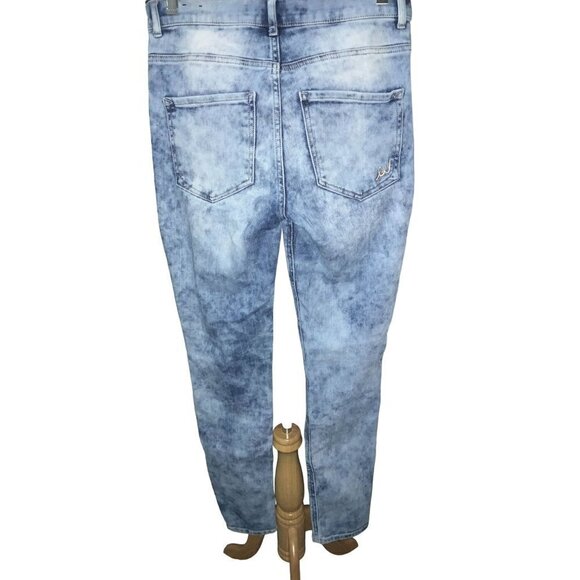 EXPRESS LADIES REGULAR LEGGINGS HIGH RISE ACID WASH 5 POCKET DENIM JEANS EUC 4 - Picture 7 of 10